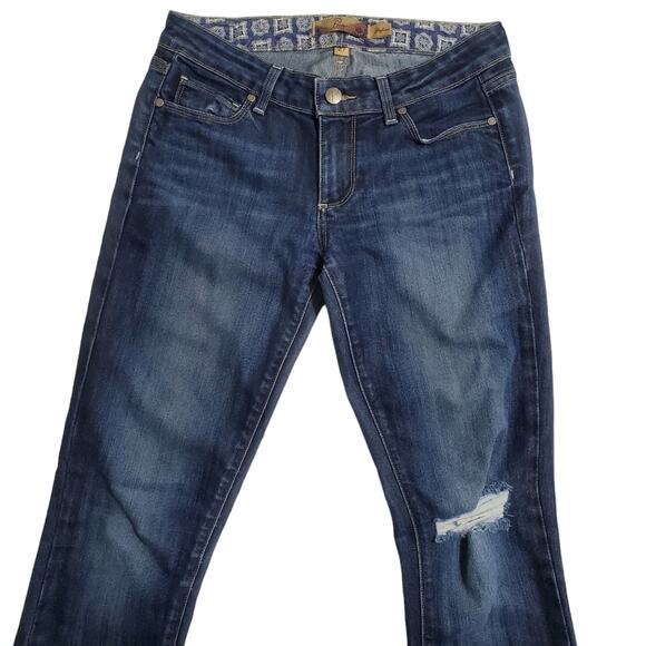 Paige Skyline Distressed Straight Leg Jean McKinley Wash Size 27, Size 4 - Picture 12 of 13